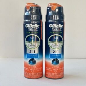 Lot of 2 Gillette Fusion Proglide 6 Oz Sensitive 2in1 Ocean Breeze Shave Gel New